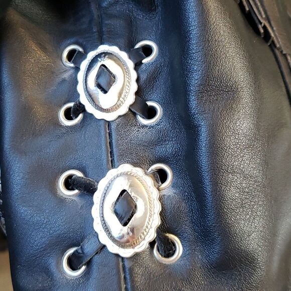 Steer Brand Vtg Leather Jacket with Fringe and Snakeskin Roses Design Sz 12 - Picture 8 of 16
